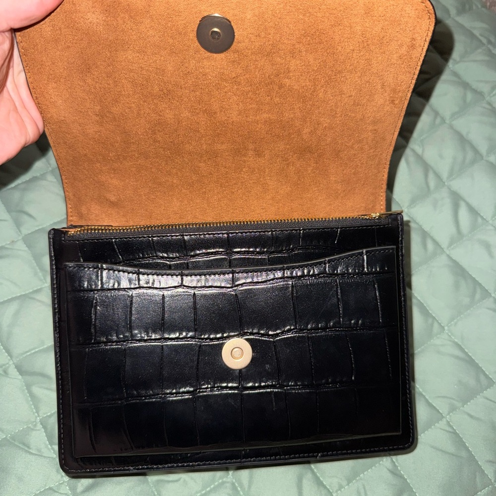 NWOT Coach Klare Black Croc-Embossed Crossbody Bag with Gold Chain - Picture 4 of 14